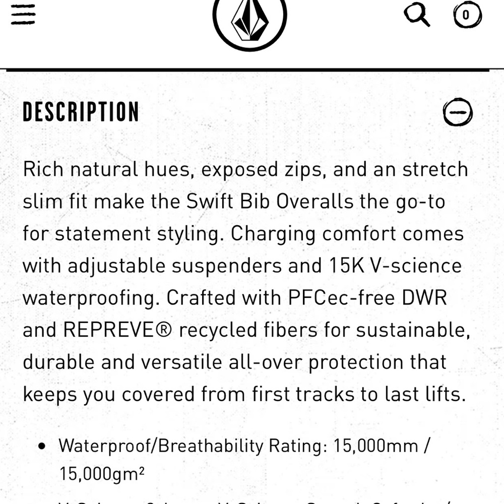 Volcom Swift Bib Overall Shell Snowboard Pants - image 8